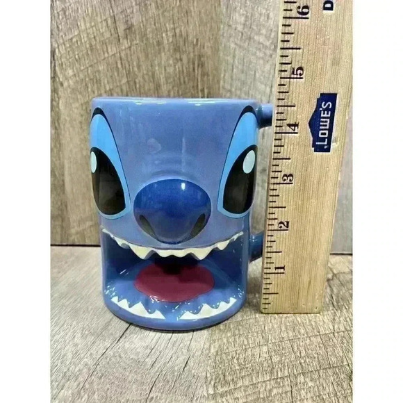 Disney Parks Lilo & Stitch Coffee Mug Cup Blue Ceramic Sculpted Open Mouthed - Picture 3 of 8